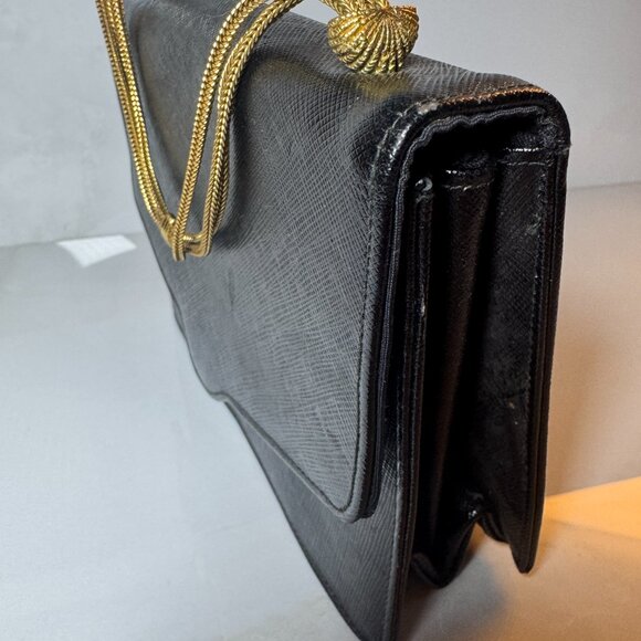 Vintage Black Clutch Gold Chain Detailing - Picture 15 of 16